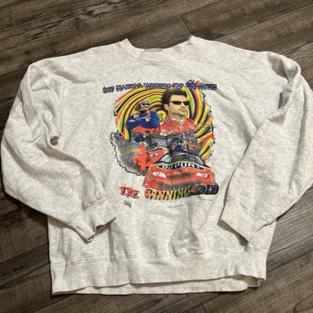Jeff Gordon Vintage NASCAR Sweatshirt L  Racing  Hanes 1997 Front Back Pls